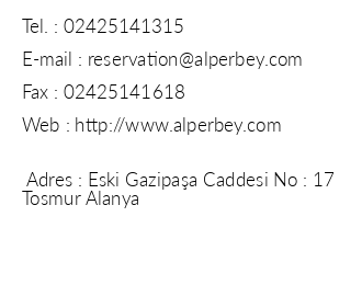 Alperbey Hotel iletiim bilgileri